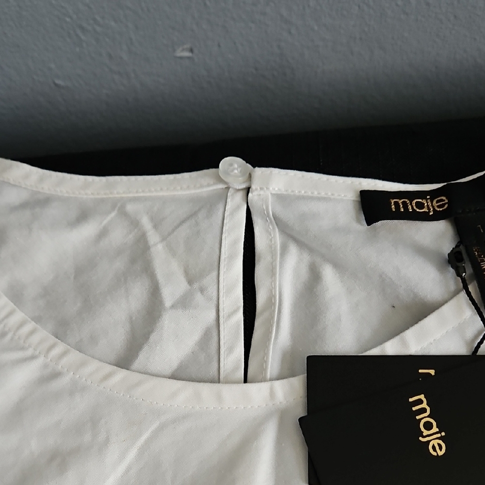 Maje White Smocked Blouse - Picture 10 of 16